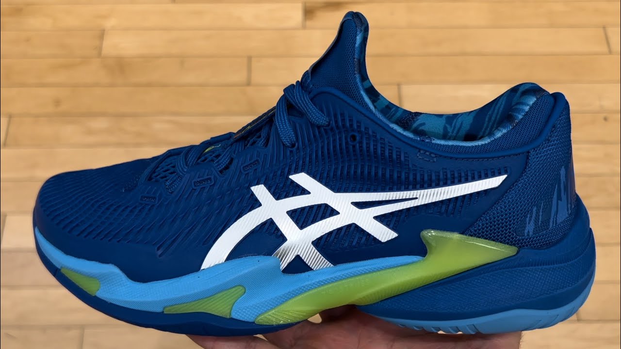 Asics Court FF 3 Novak Blue Tennis Shoes - YouTube