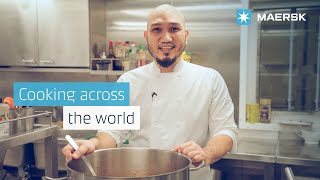 Joining Madrid Maersk’s Chief Cook Mitchelle Buenaflor in the kitchen👨‍🍳