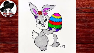 РИСУНОК НА ПАСХУ | Как Нарисовать Пасхального Кролика С Яйцом