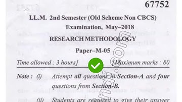 2018 Mdu LLM 2nd Sem Research Methodology Question Paper