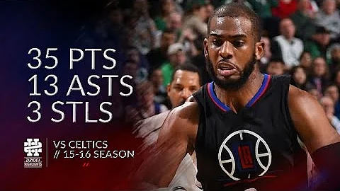 Chris Paul 35 pts 13 asts 3 stls vs Celtics 15/16 season