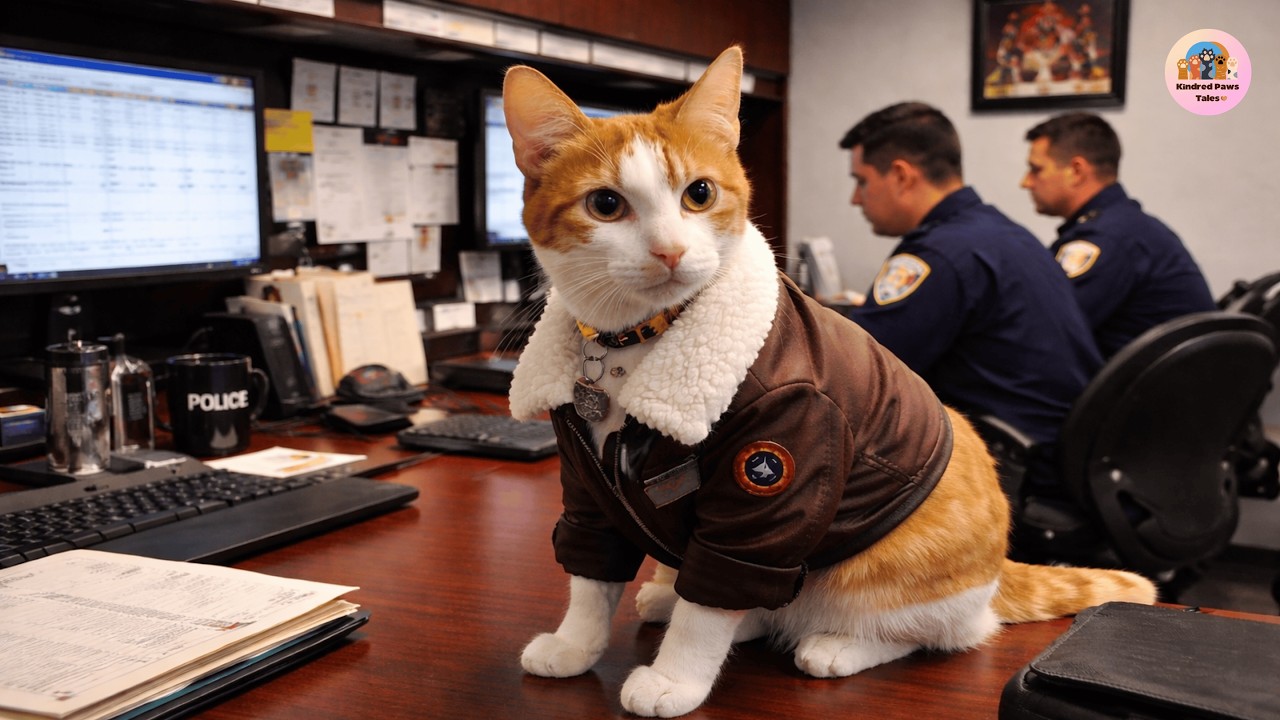 Police Cat Keeps a Close Eye on All the Officers Every Day