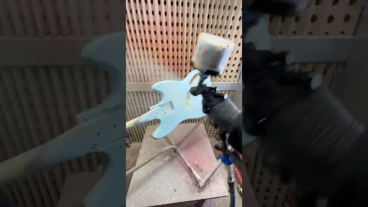 Squier Mustang Bass – Daphne Blue Full Nitro Paint Process | Relic’Art project 