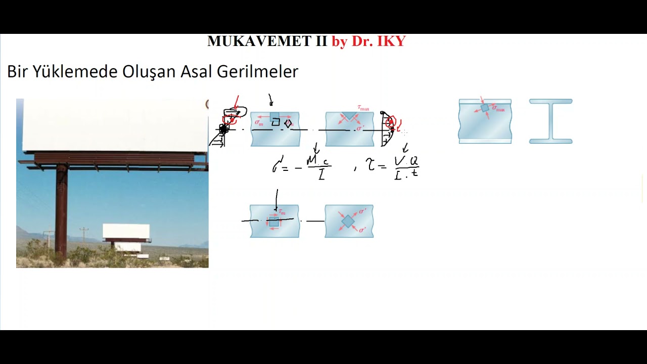 MUKAVEMET II_DERS 34_Yüklemede, Kirişteki Asal Gerilme, Aktarma Şaft Tas., Kombine Yüklemede Gerilme