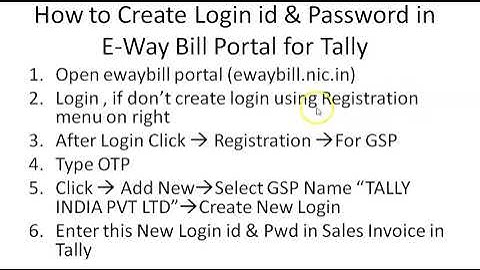 Create E-WAY BILL Login for Tally to generate eway bill no in Tally