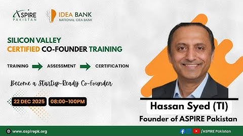 Silicon Valley Certified Cofounder Training by Hassan Syed |22nd Dec 2025