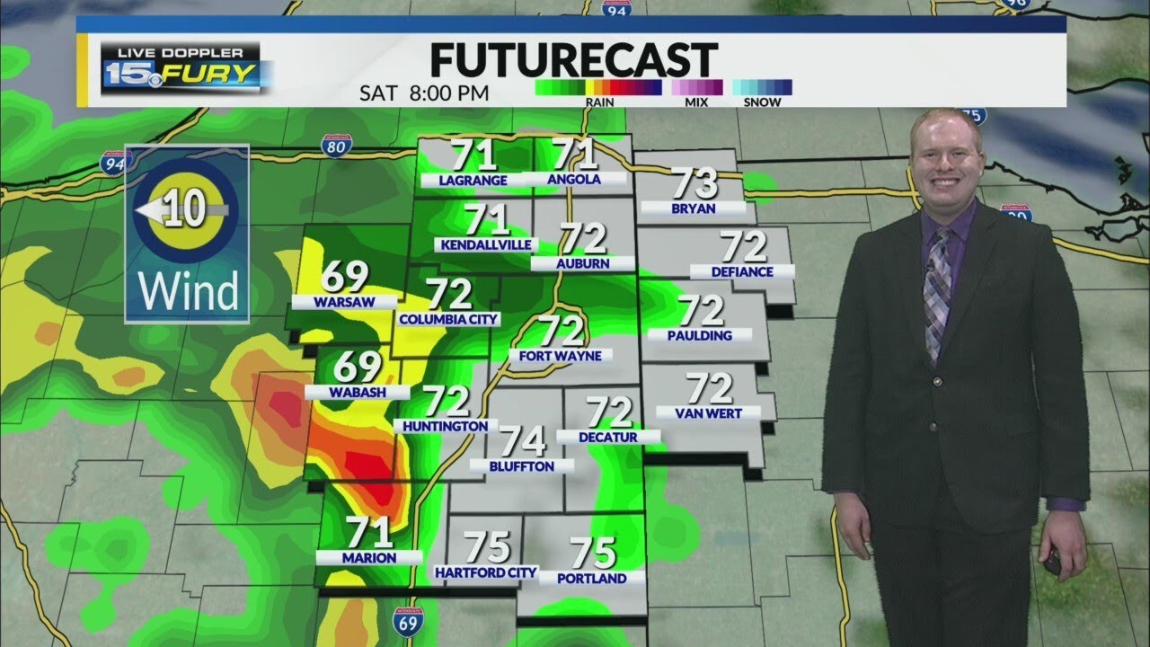 Tracking rain and a few stray storms this evening - YouTube