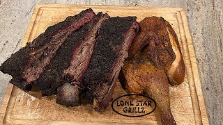 Lone Star Grillz 'Texas' Edition first cook.  Beef Dino Ribs & Chicken