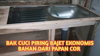 Bak cuci piring bajet ekonomis dari papan cor.