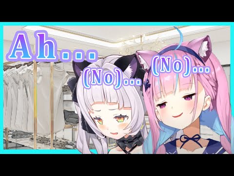 Aqua & Shion can't say no to the clerk at the clothing store [Hololive] [ENG SUB]