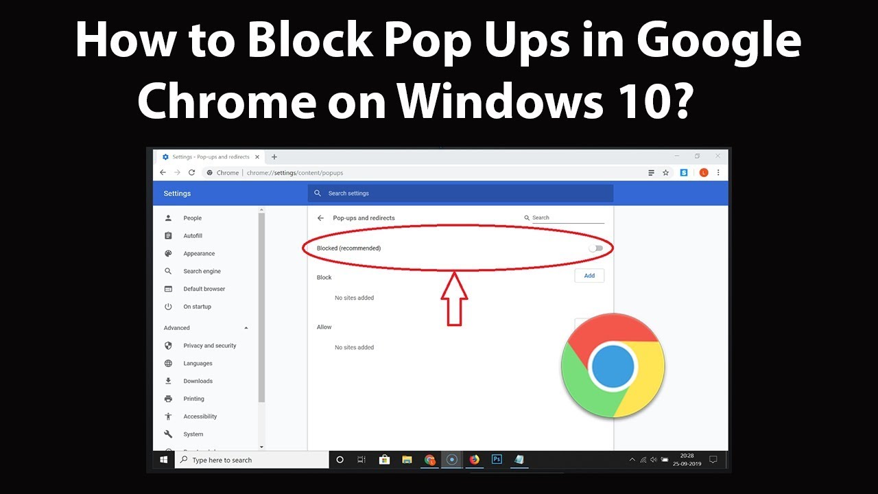 How to Block Pop Ups in Google Chrome on Windows 10? - YouTube