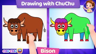 how to draw a bison step by step drawing with chuchu chuchu tv drawing lessons for kids