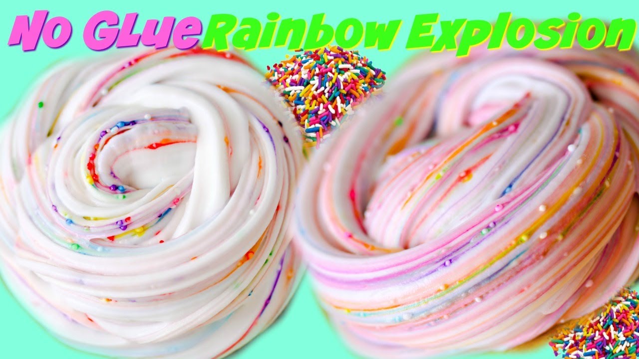 NO GLUE RAINBOW EXPLOSION SLIME (No GLUE SLIME DIY) Rainbow Explosion ...