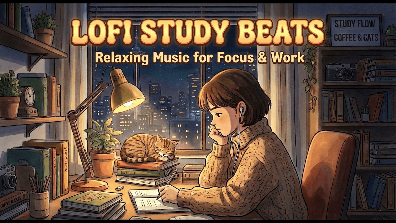 [STUDY WITH ME] Cozy Rainy Night - 1 Hour Deep Focus Study (Pomodoro Timer 25/5) - Capycapy lofi #10