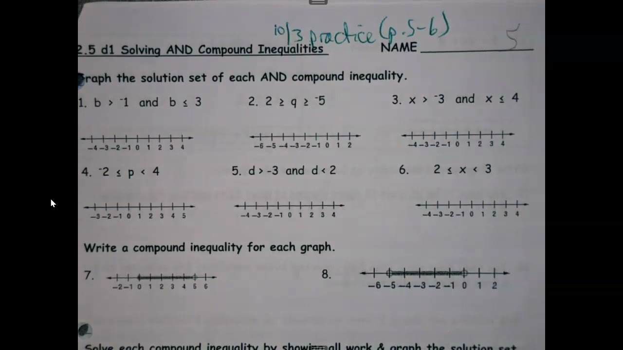 Compound Inequality And Graph Its Solution