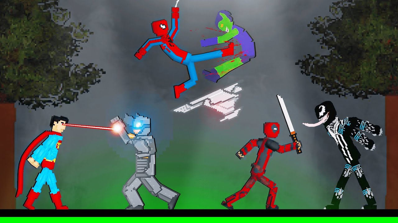 Spider-Man Superman and Deadpool vs Enemies on Acid Sea in People Playground
