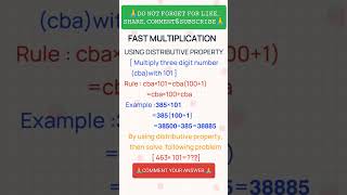 Fast Multiplication trick by using the distributive property #maths🙏❤️