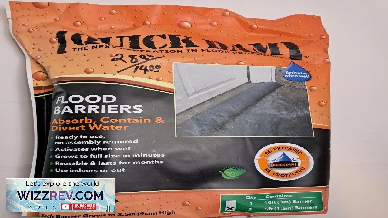 Quick Dam Flood Barrier two 5 foot barriers absorb contain divert water