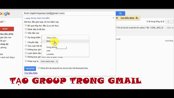 Taọ mục ở dưới gmail