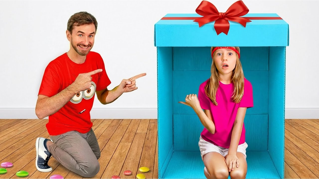 Nastya und ihre Freunde spielen Verstecken in Pappkartons