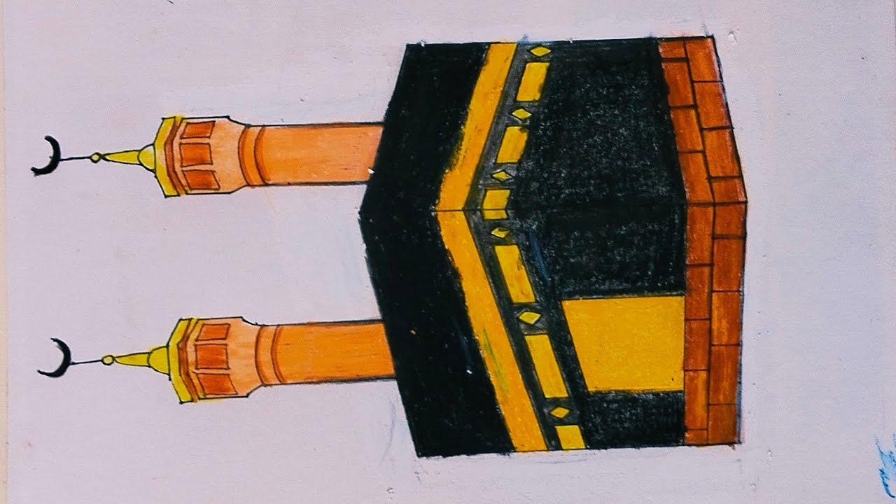 How to draw Kabba tutorial ।Kaaba drawing Easy ।#kaaba#islamicDrawing ...
