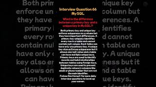 Interview Question 66 | MySQL | The Key Difference Every Developer Gets Wrong! 🔑