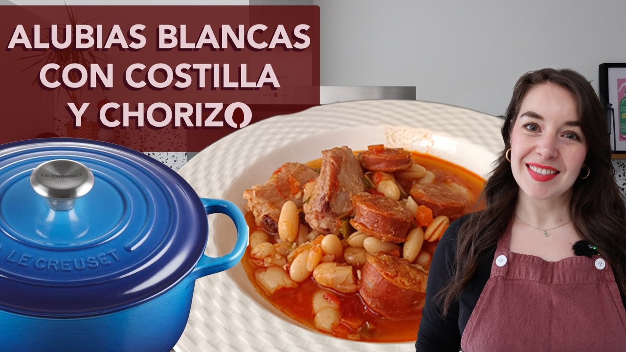 Alubias blancas con costilla y chorizo en coc