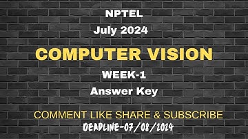 NPTEL Computer Vision Week 1 Assignment Answers #nptel #nptel_assignment #nptel2024