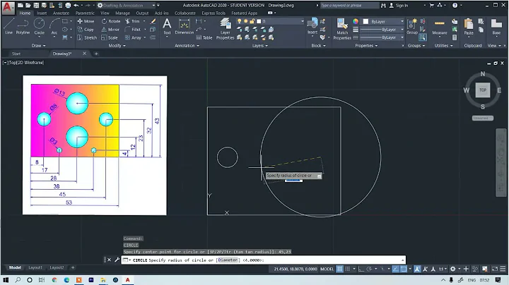 Draw a line Using Specific Coordinates in AutoCad || Draw Circle & line || 2021 || 2020 Part - 1
