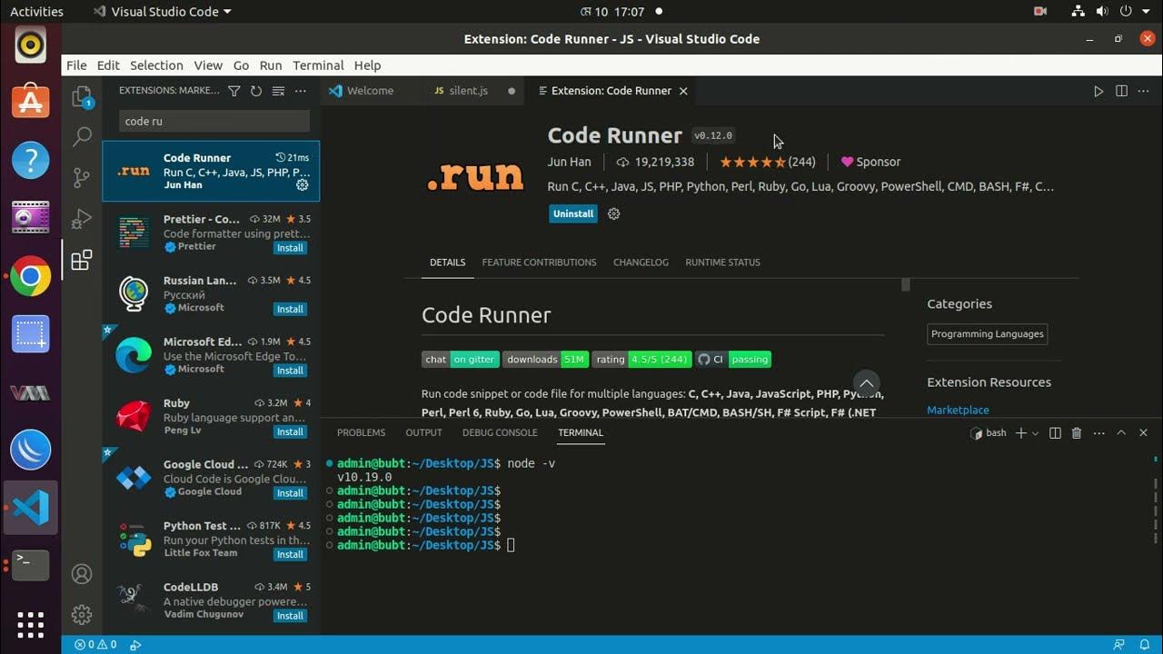 How to run JavaScript code in VScode via code runner extension Ubuntu ...