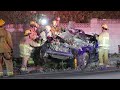 Woodland Hills: Mustang Nearly Split in Two in Valley Circle Blvd Crash, 1 Killed.