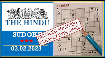 How to Solve 3 Star Hindu  Sudoku Feb 03,  2022 -  Step By Step Solution