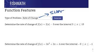 Function Features - Rate of Change (Slope) - FishMath.com