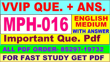 MPH 016 important questions with answer in English | mph 016 Previous Year Question Paper