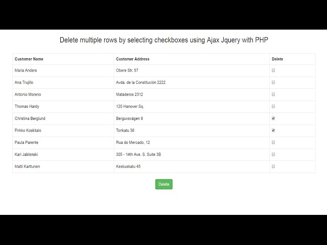 Ajax Delete multiple data with checkboxes in PHP Jquery Mysql