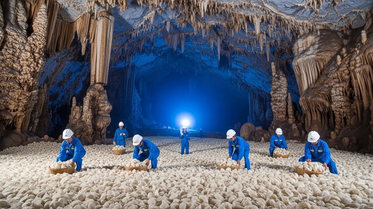 Миллиарды стрижей выращиваются для получения съедобных птичьих гнёзд — процесс сбора урожая прост...