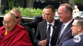 SONG OF PRAISE : HH the Dalai Lama on his arrival in Orange County on June 19, 2017