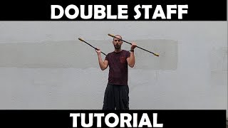 Double Staff Tutorial - spinning and throw - 19 moves ( beginners / intermediates )