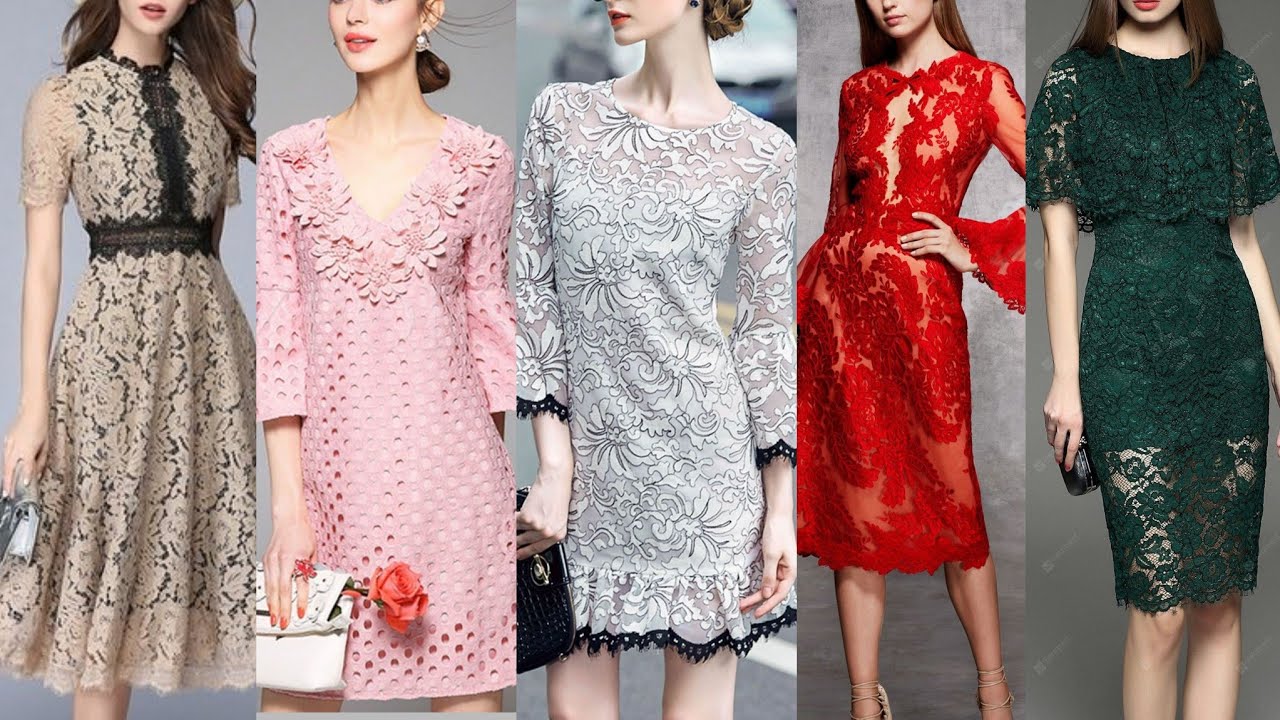 Fashion Stand Collar Flare Lace Mermaid Dresses 2019