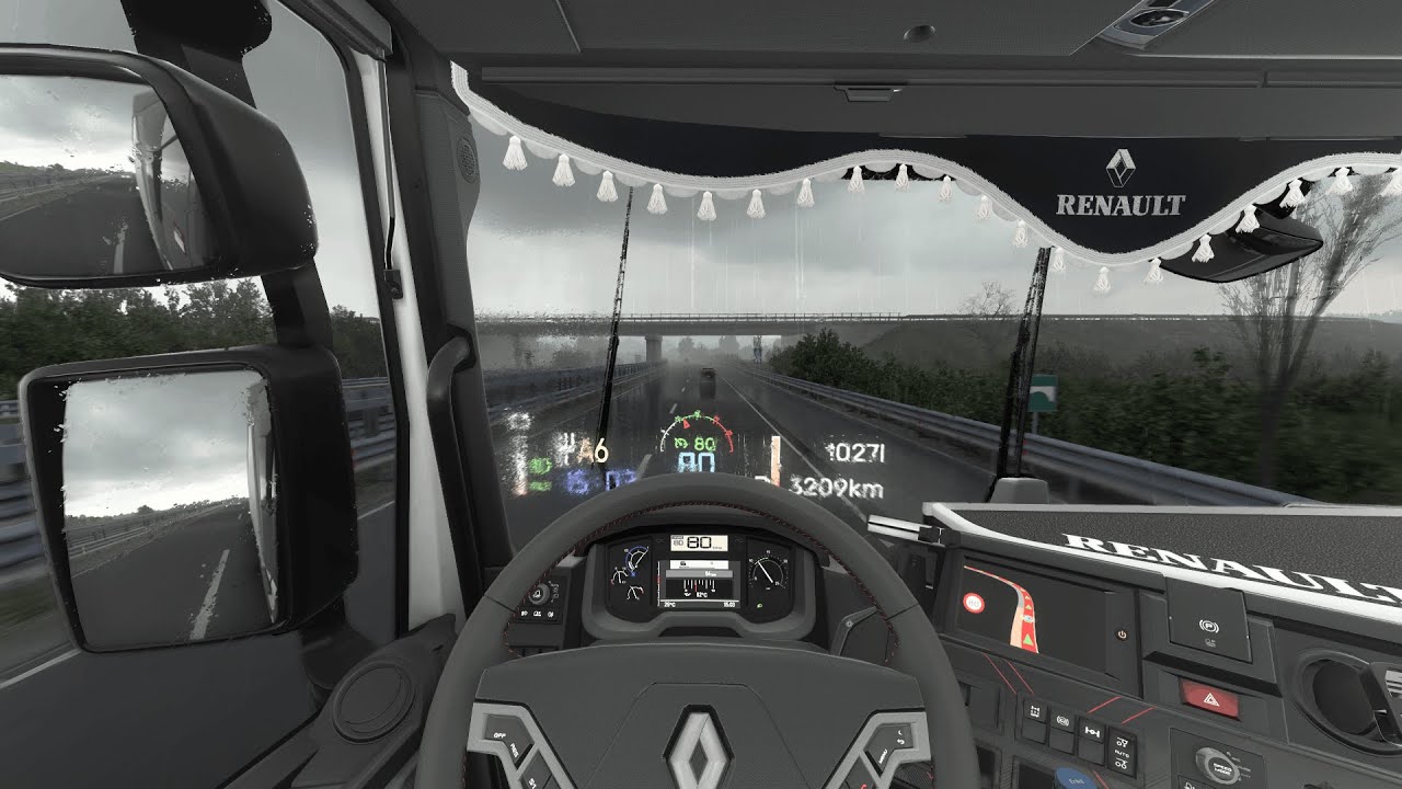 Relaxing Rain Drive in Renault T Range 🌧️ | ETS 2 1.57 Ultra Graphics