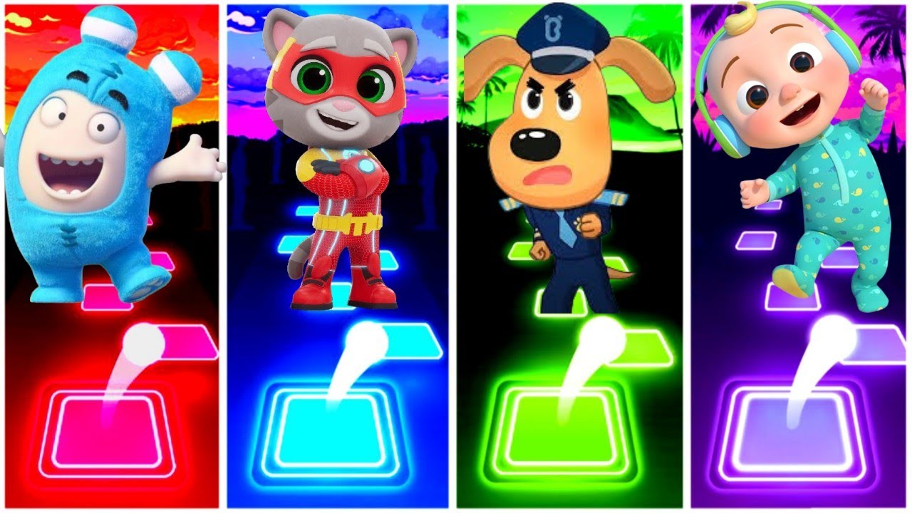 Oddiboads - Talkingtom - Sheriff Laboreder - Cocomelon  -Tiles Hop Edm Rush Game. 