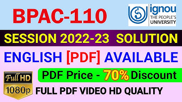 BPAC-110 Solved Assignment in English 2022-23, BPAC 110 Solve Assignment 2023, BPAC 110 Assignment