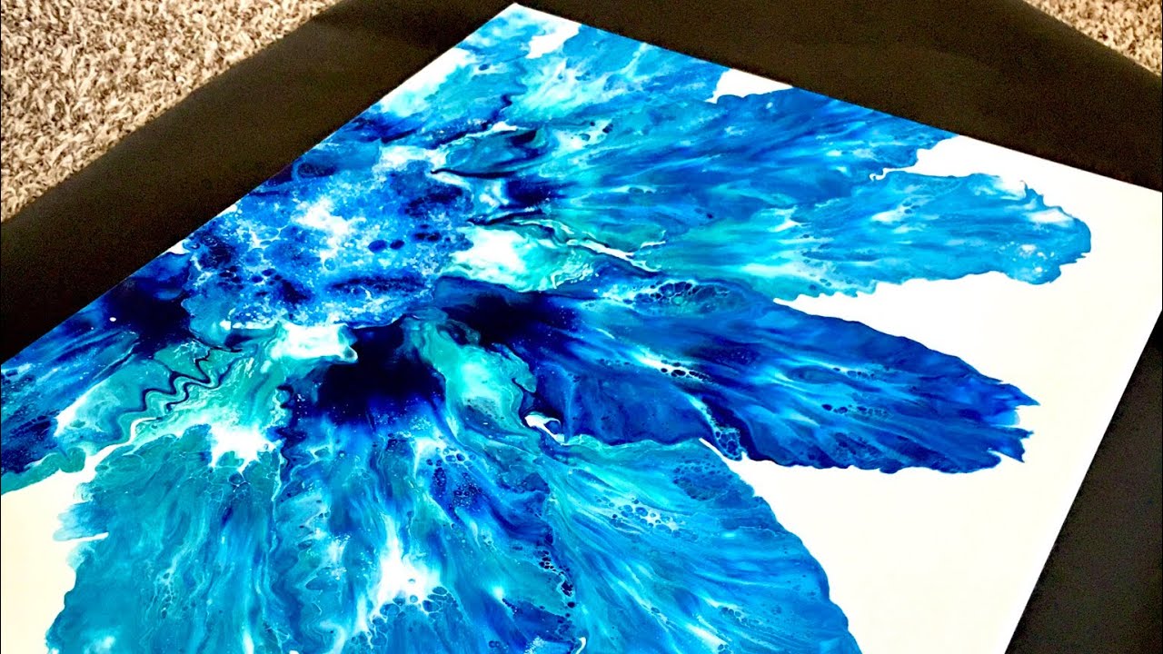 Fluid Art Painting * Bloom Flower Technique * Big Canvas - YouTube