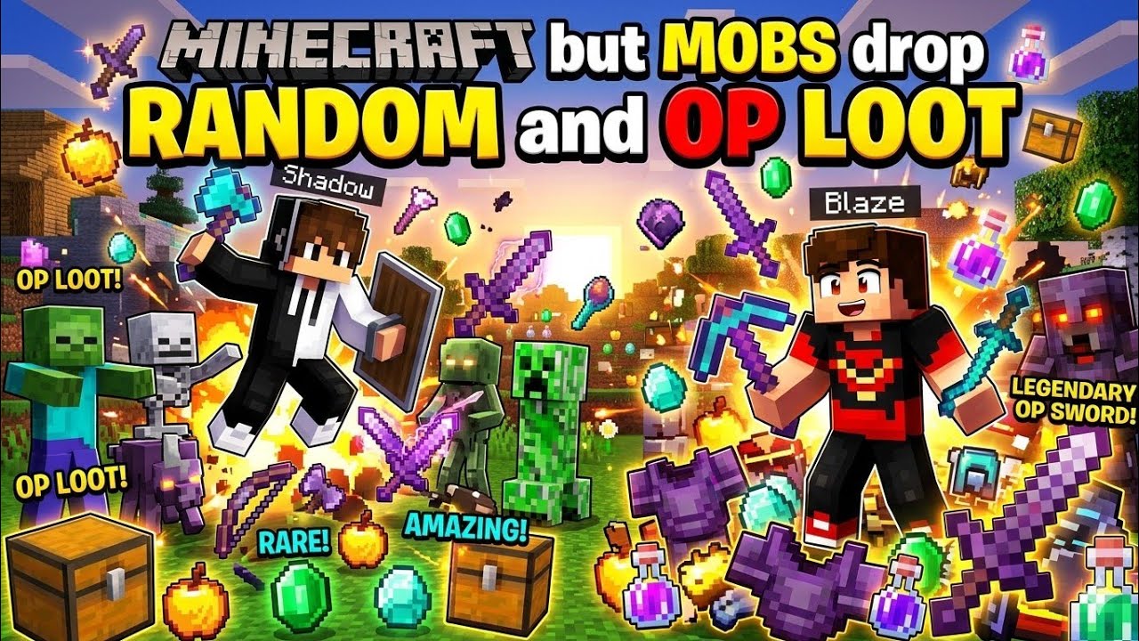 Minecraft but MOBS drop OP items - YouTube