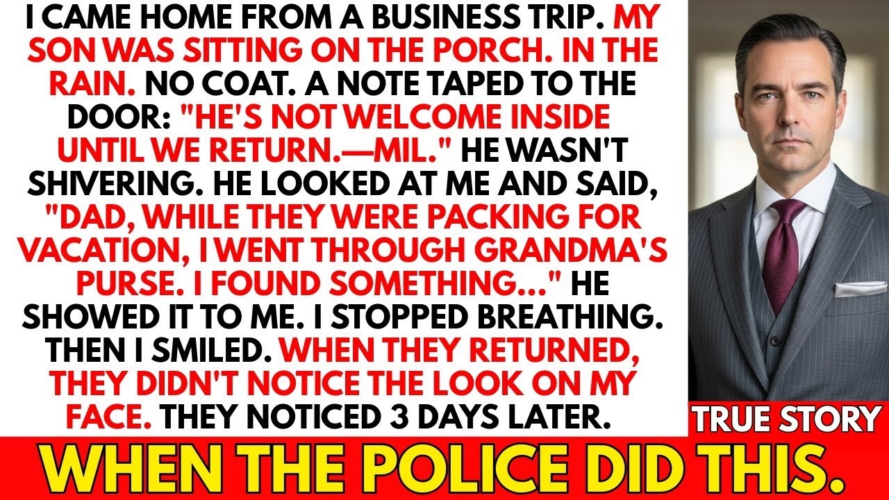 Son Was Sitting in Rain  Note Not Welcome Inside  He Showed Me What He Found From Her Purse  1