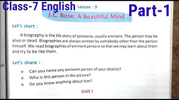 J.C Bose: A Beautiful Mind || Class-7 English lesson-9 Bengali analysis with Questions Answers ||