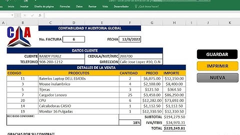 Como crear una factura automatica con base de datos en Excel