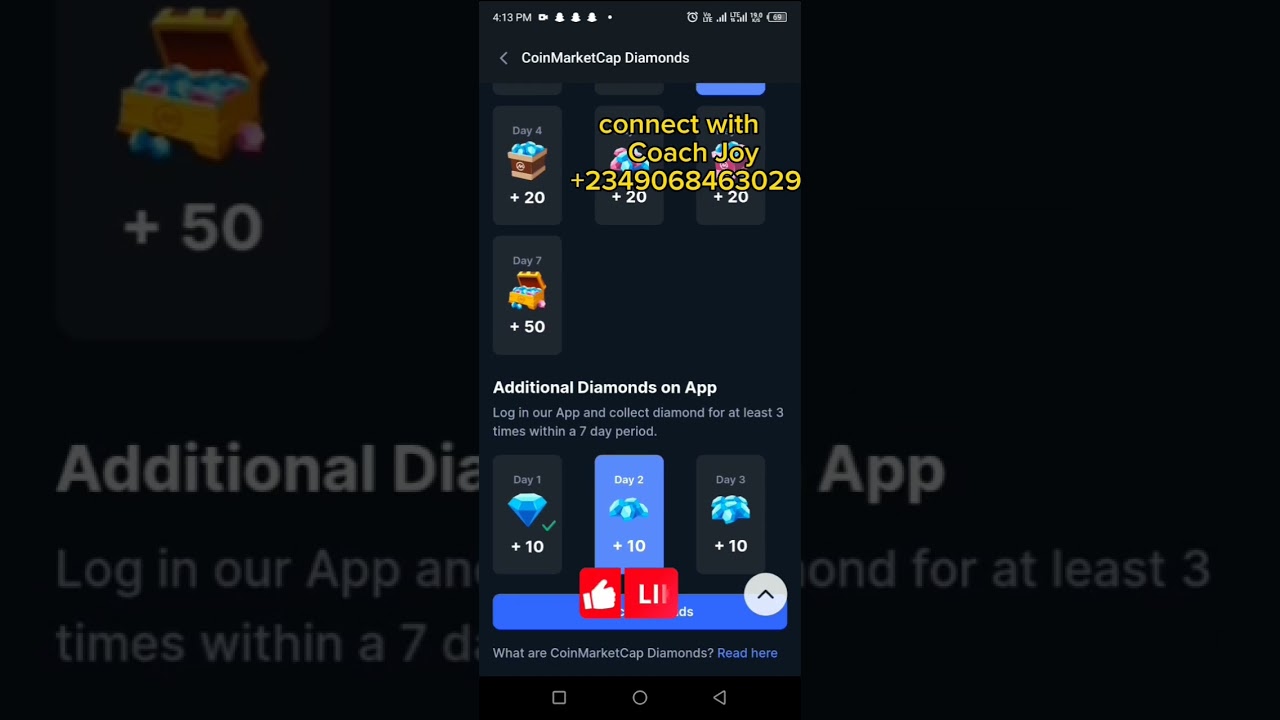how to claim diamond 💎 on coin marketcap 