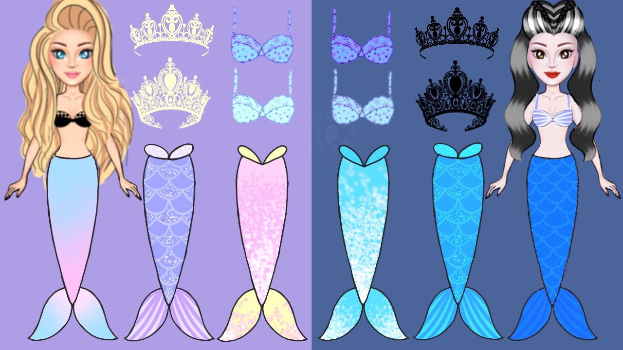 PAPER DOLLS MERMAID DRESS UP HANDMADE COSTUMES DRESSES PAPER CRAFTS