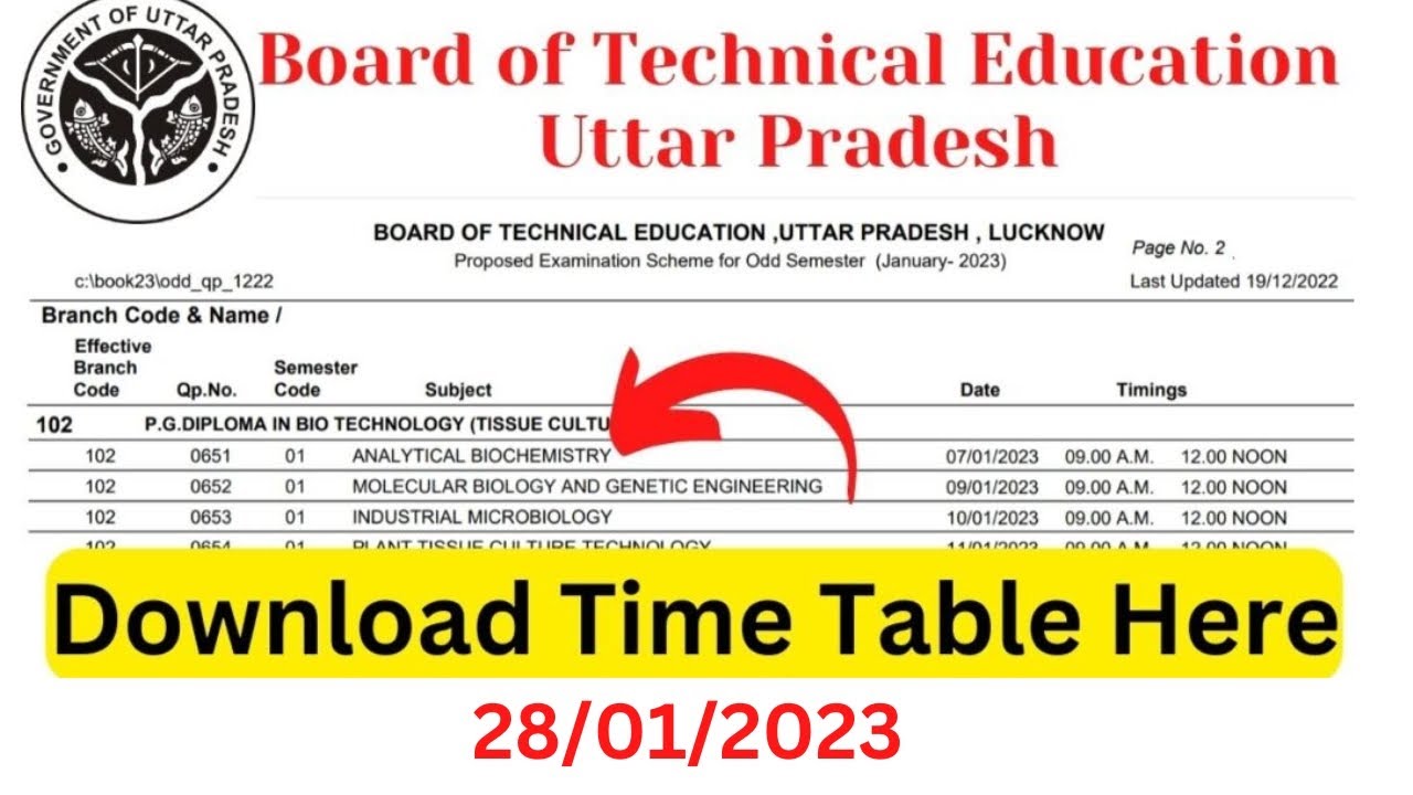 bteup time table 2023 |polytechnic latest news today | bteup latest news today bteup exam date 2023